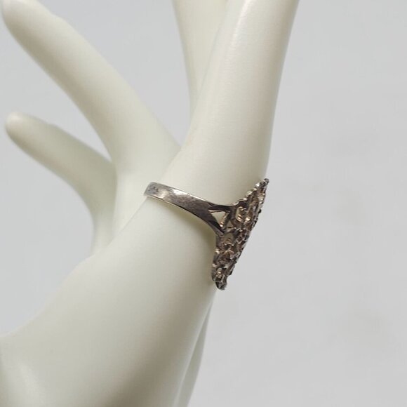 Vintage Sterling Silver Floral Filigree Ring Size 9 Total Weight 2.81 grams - Picture 3 of 8